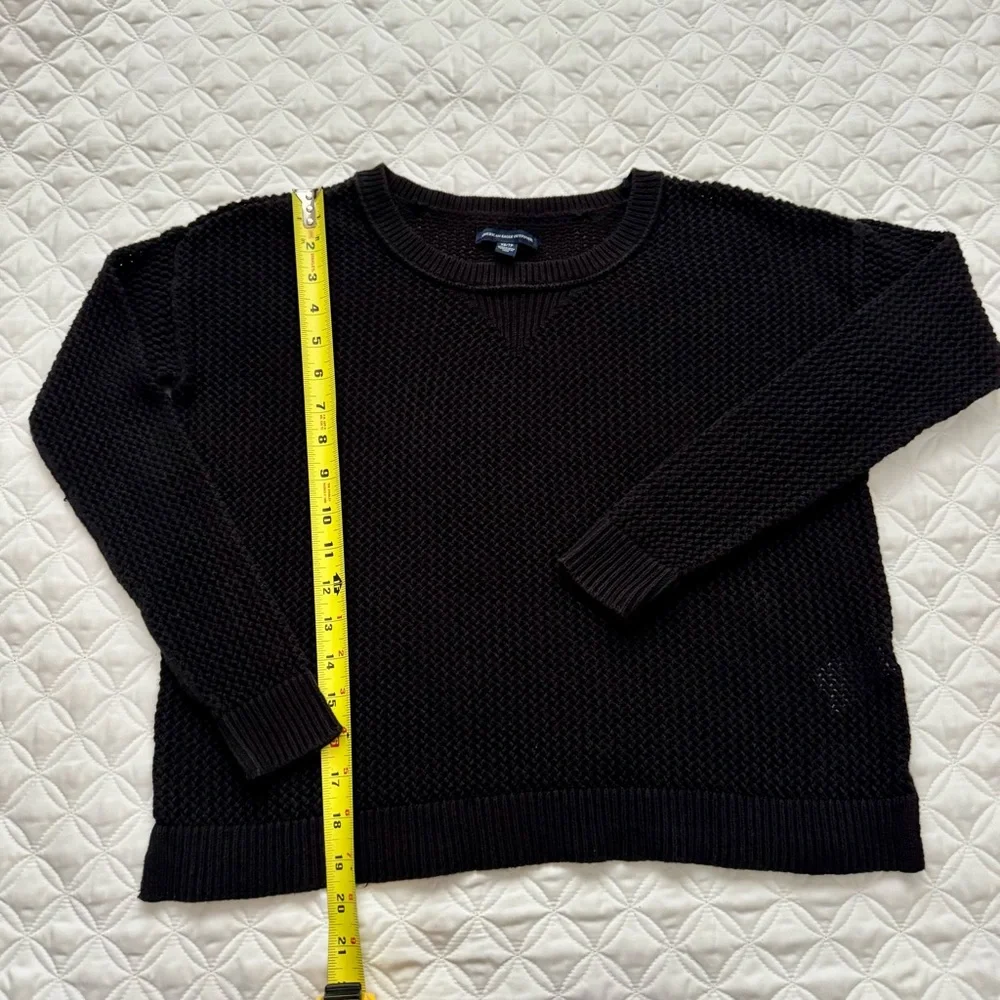 American Eagle Outfitters 100% Cotton Black Crew Open Knit Airy Sweater Sz XS